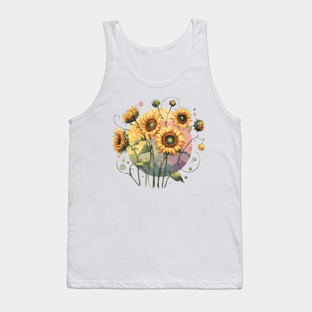 Sunflowers Watercolor Tank Top by Heartsake